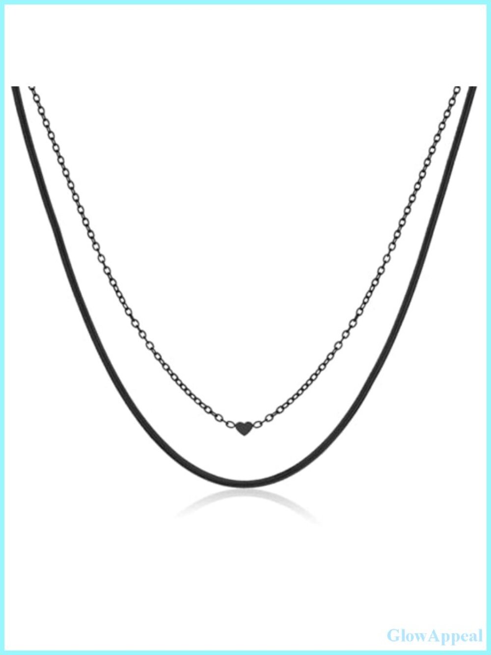 14K Gold Plated Layered Necklace Set Herringbone Cable Chain Heart Pendant